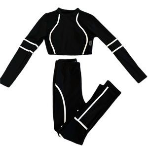 Black & White Crop Top Set
